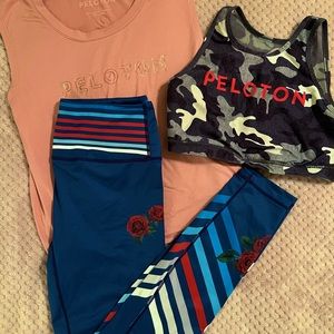 Peloton PopActive Leggings M Blue with Roses